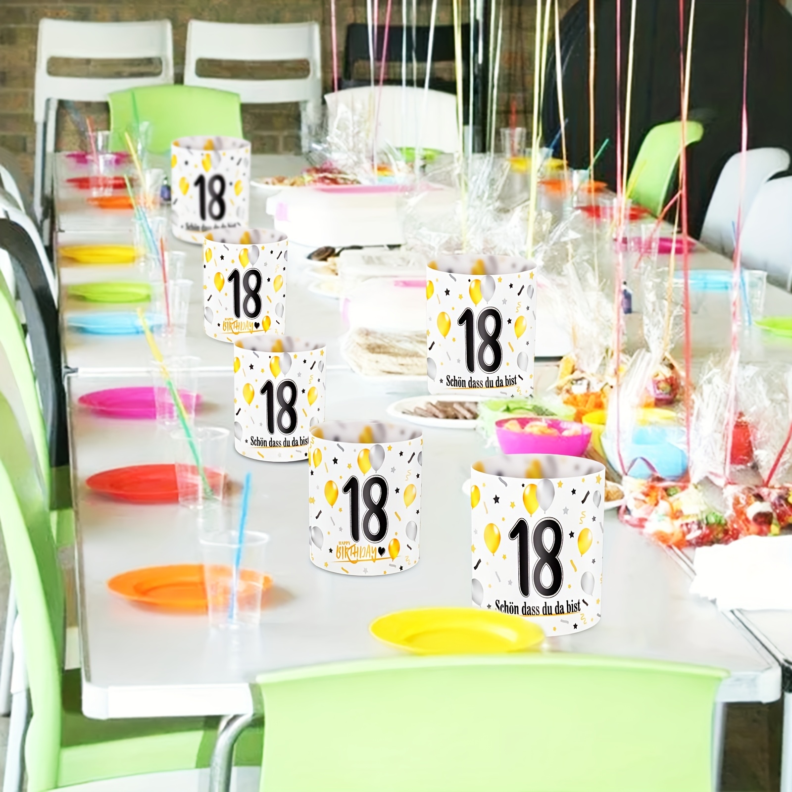 Jollyboom 8-Piece 18th Birthday Honeycomb Centerpieces – Black & Silver Table Decorations, Double-Sided