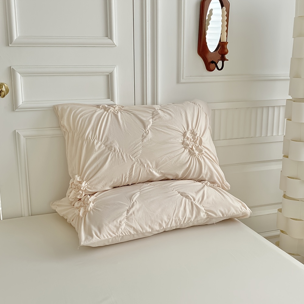 Floral Duvet Cover 2/3pcs Set (1 Duvet Cover And 1/2 Pillowcases), Pleated Floral Design, Easy Fashion, All-Season Bedroom Bedding, with Zipper And Corner Straps, Suitable for Women And Men