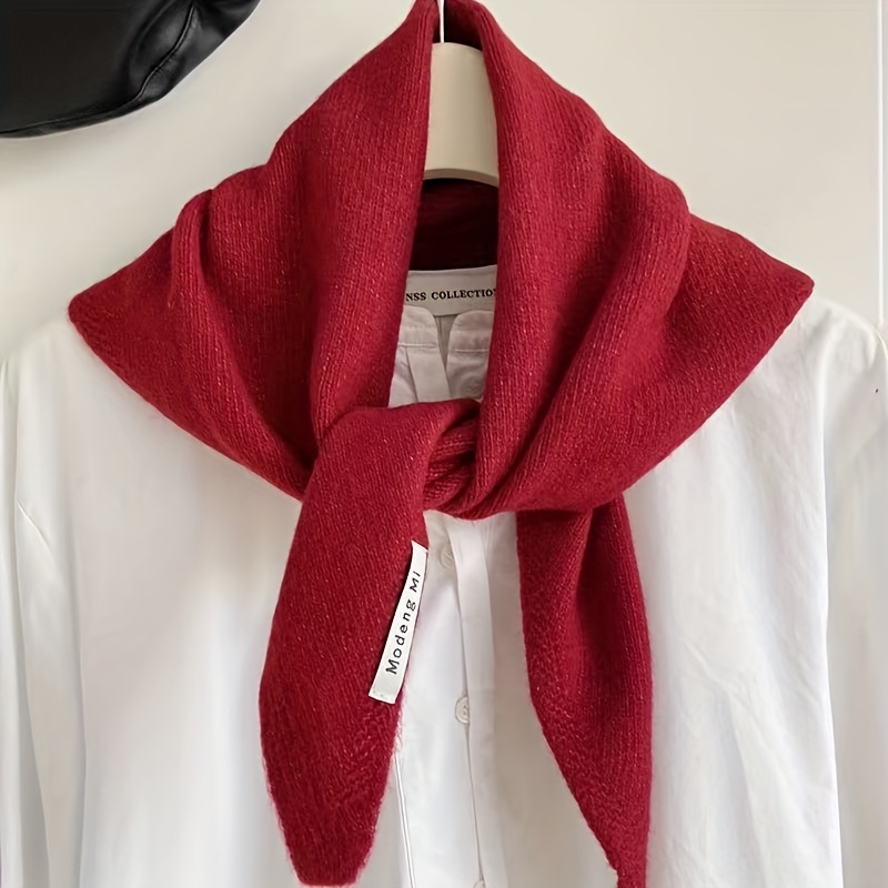 TEMU New Style Sheep Wool Hair Needle Triangle Scarf, Women's Headscarf, Scarf, Multi-functional, Warm, And Versatile