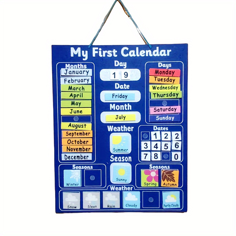 Image of Felt English Calendar , Seasonal Weather Calendar For Year Month Day, Puzzle Busy Board
