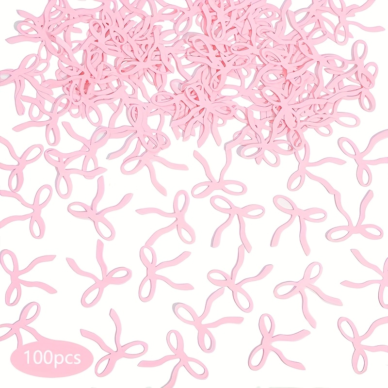 Image of 100pcs Pink/black Bow Confetti - Suitable For Bow Birthday Party Bachelorette Party Decoration, Bridal Shower Wedding Table Decoration Confetti, Halloween Decorations, Christmas Decorations