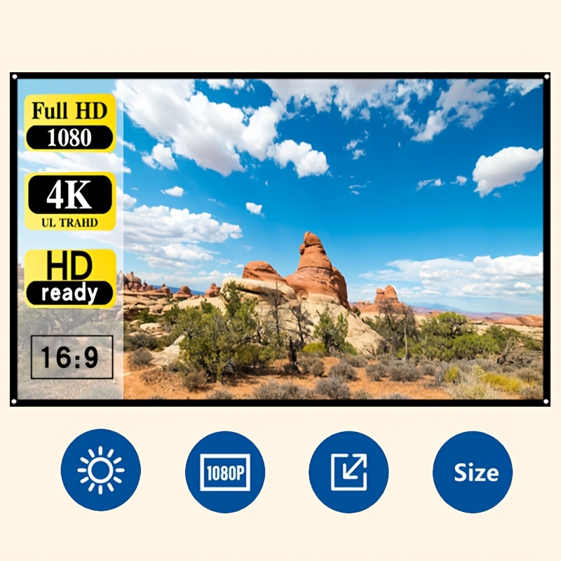 item picture 60 inch foldable hd home theater screen with hooks high definition 1080p full   portable large screen for   events   9 16   ratio spandex material event display screen foldable design