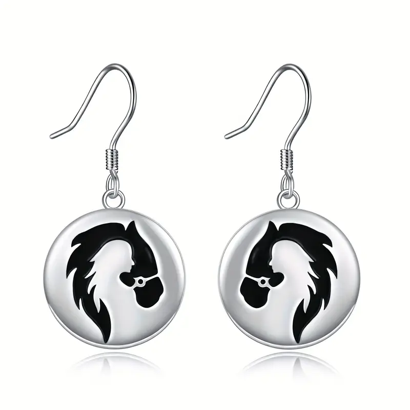 925 sterling silvery horse drop earrings dangle earrings jewelry gift for women Product details 0