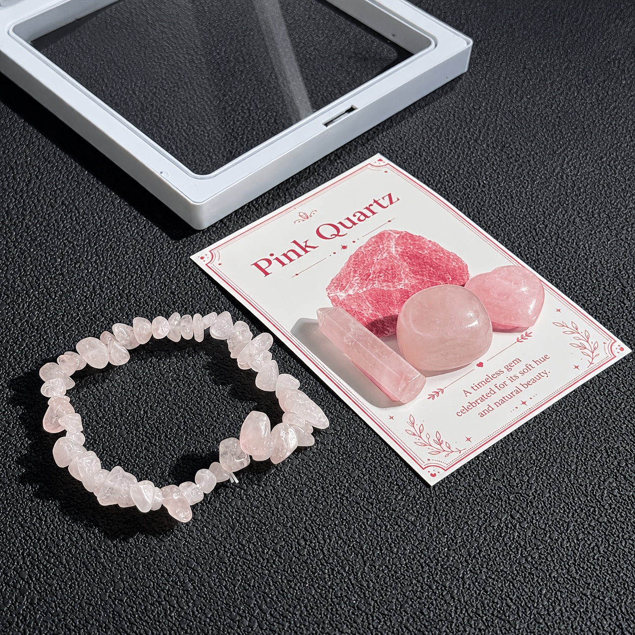 6pcs Bohemian Style Natural Crystal Chips Pink Quartz Bracelet Set