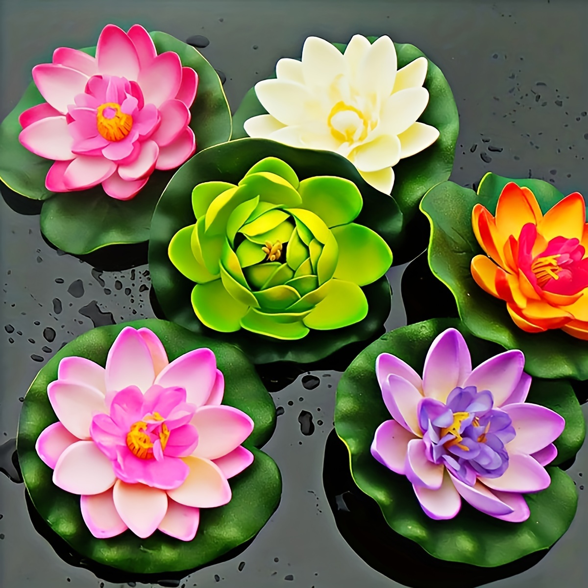 

2pcs Assorted Color Simulation Lotus Decoration, Fake Lotus For Fish Tank