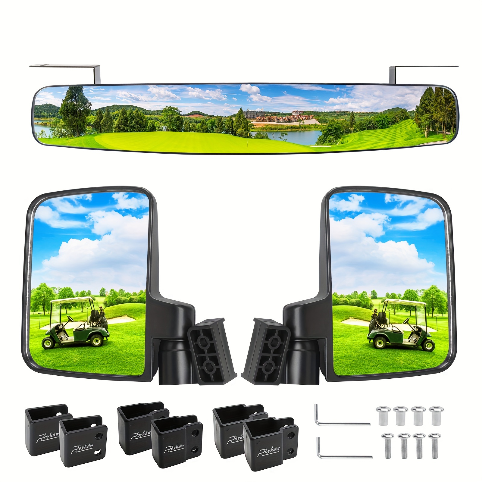 

Golf Cart No Drilling Folding Side Rearview Mirror, 180 Degrees Convex Rear View Mirror For Ezgo, Club Car, Yamaha