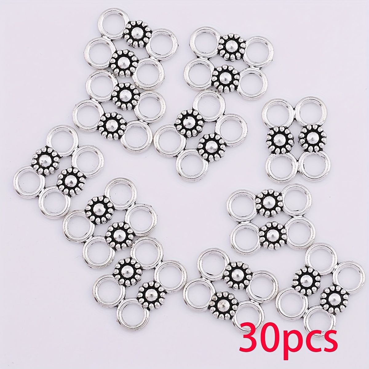Image of 30pcs Double-loop Connecting Clasps Figure-8 Connectors Loose Spacer Beads Large Hole Loose Beads Hand Piercing Beading Loose Beads Suitable For Necklace, Bracelet Keychain Making Additions