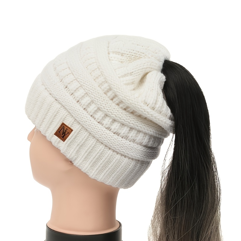 TEMU A Women's Hat/ponytail Hat, Warm And Cold-proof With Ear Protection, Elastic, Loose-fitting, Comfortable, And Non-constricting To . In 5 Colors,