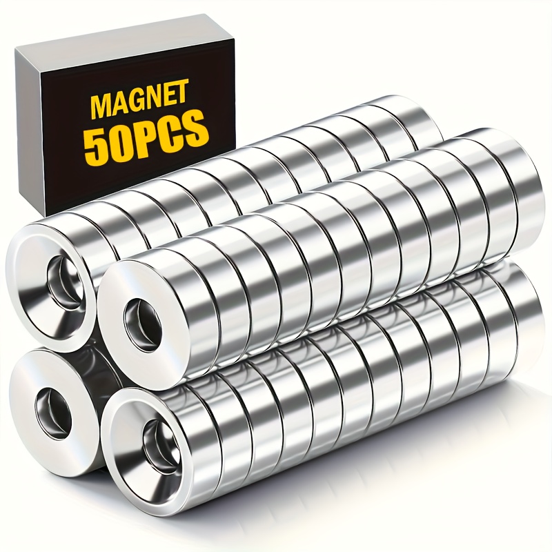 Image of 50pcs Fridge Magnets, 0.39" (10mm), Round Base Magnets, Disc Magnets With Countersunk Holes, For Tools, Home, Workplace, Etc., Heavy-duty Disc Magnets With Countersunk Holes, Useful Tools