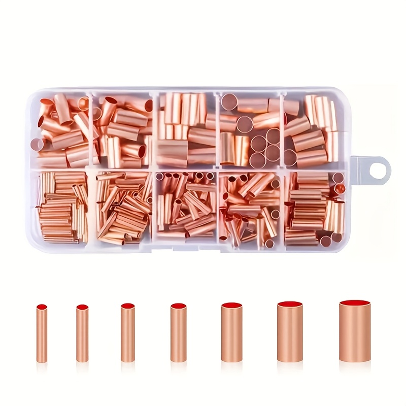 Image of 250pcs 7 Sizes Of Copper Connecting Pipe Kit With - Wire Joints & Cable Lugs!wire Connection Terminals, Home Appliance Repair Parts