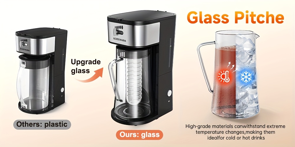 iced coffee tea maker reusable filter basket 3 qt pitcher - Temu