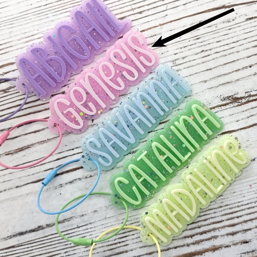 TEMU 2d Flat, Custom Acrylic Keychains, Personalized Acrylic Name Keychains, Colorful Bag Charms, Custom Backpack Tags, Lunch Box Name Pendants,