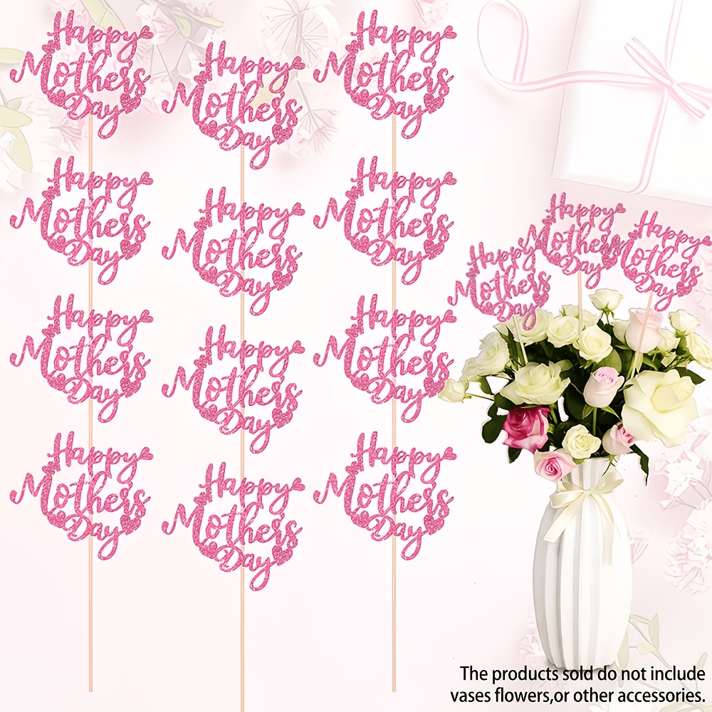 TEMU 12pcs Happy Mother's Day Centerpiece Sticks | Mother Centerpieces For Happy Mother's Day Theme Table Flower Decorations Birthday Party Supplies,