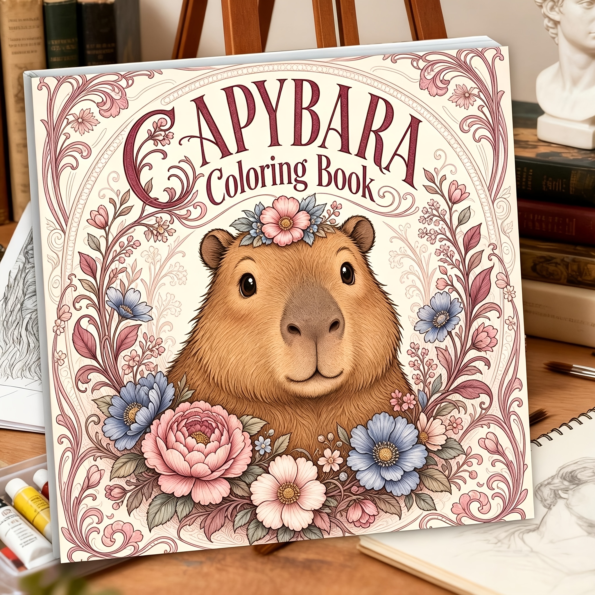 TEMU 1pc 7.87 X 7.87 Inches Capybara Coloring Book, 24 Pages Single-sided Printing, Mandala Relaxation Adult Coloring Book, Designed For Women