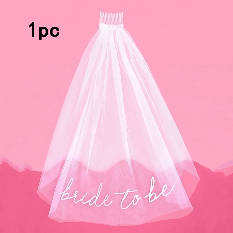 Image of 1pc Bride To Be Veil Headband With Comb, Wedding Bridal Veil, Bachelorette Party Accessory