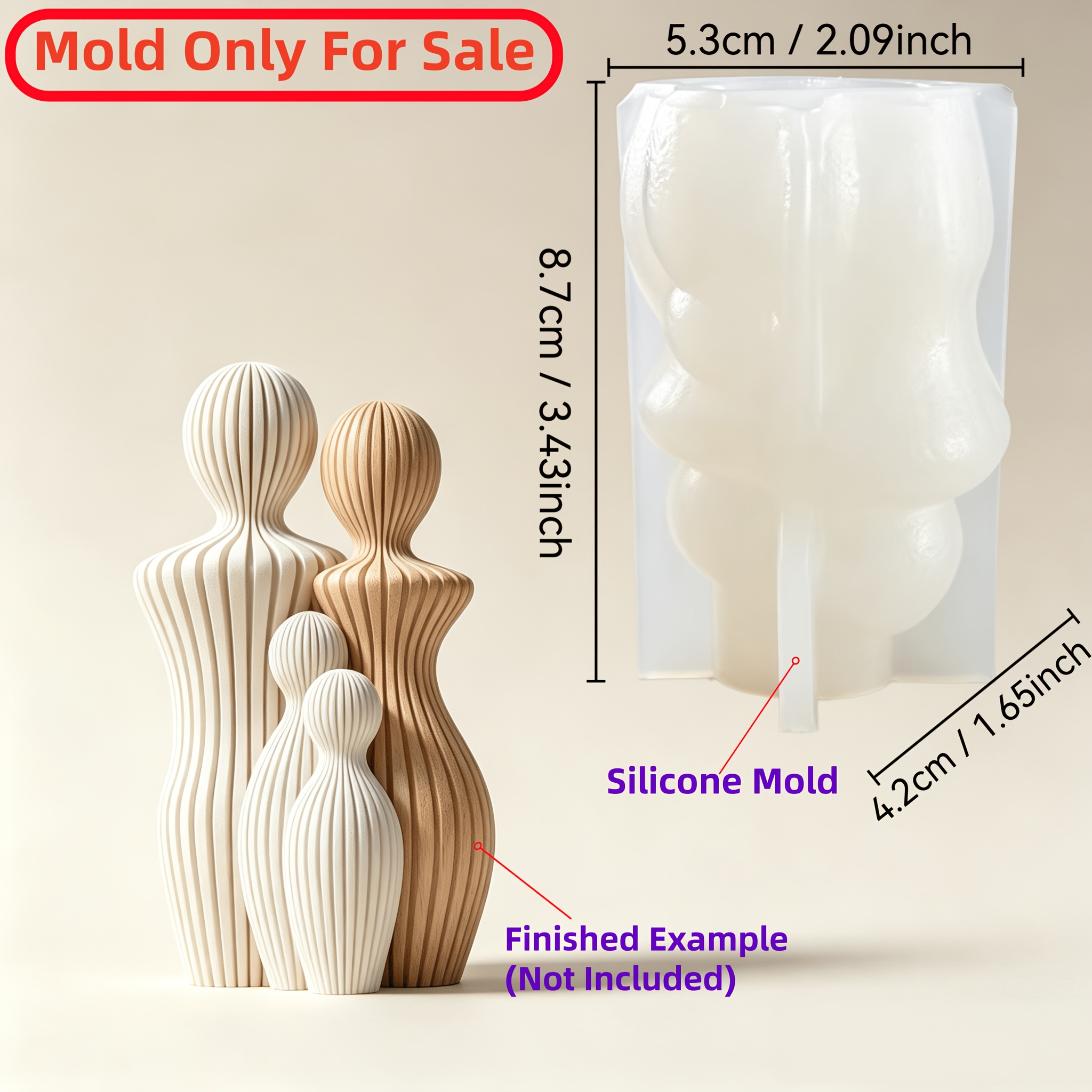 TEMU Stampo in silicone per ritratto di famiglia di quattro persone a righe verticali - per resina fai da te, resina epossidica, gesso e creazione di