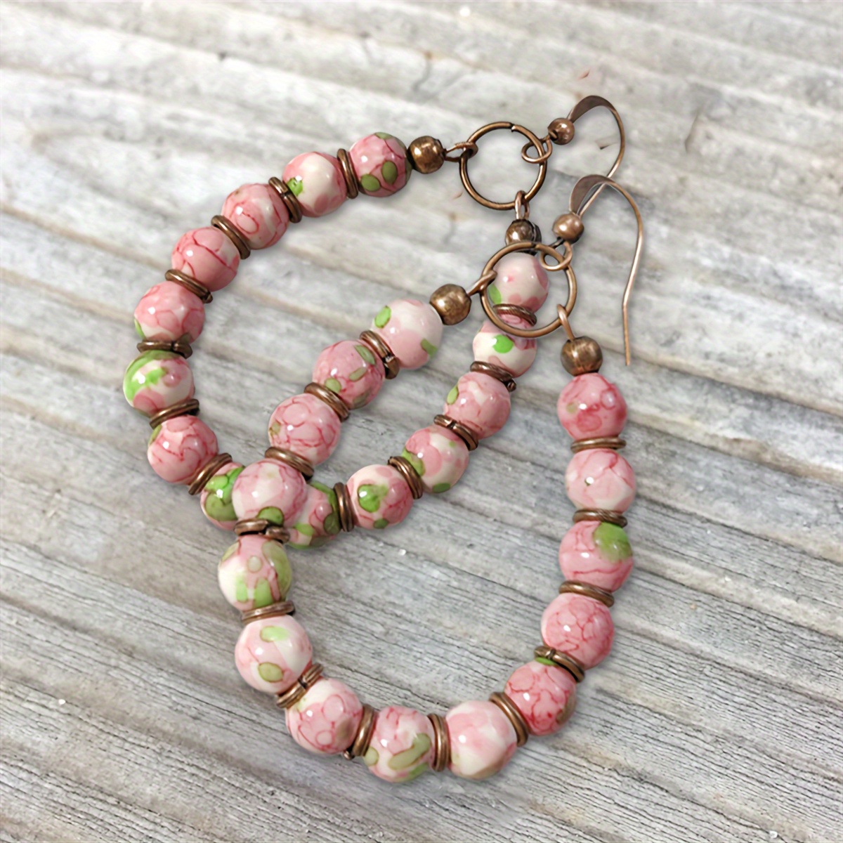 Image of Vibrant Style, Bohemian Chic Multi-strand Natural Stone Beaded Dangle Earrings For Women - Vibrant, Colorful Fashion Accessory For Casual Attire