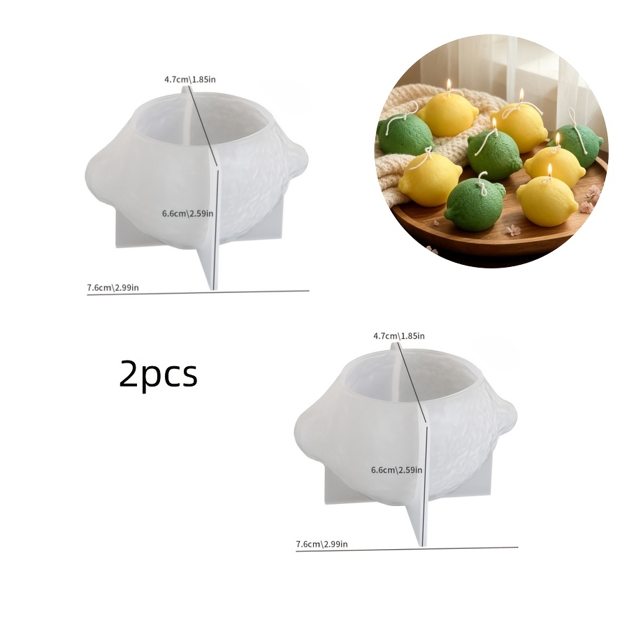TEMU Resin Mold, 2 Lemon Shaped Silicone Molds For, Lemon Scented Candle Decoration Mold, Home Decoration Mold, Holiday Party Decoration Candle Mold,