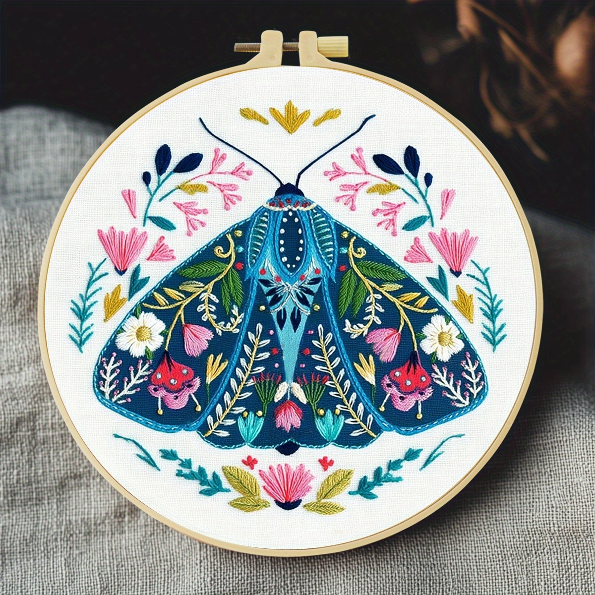 TEMU 1 Kit de Broderie, 15X15Cm/5.9X5.9In--20X20Cm/7.9X7.9 Inches, Beau Papillon, Kit de Broderie Fait Main Adapté aux Adultes et aux Débutants,