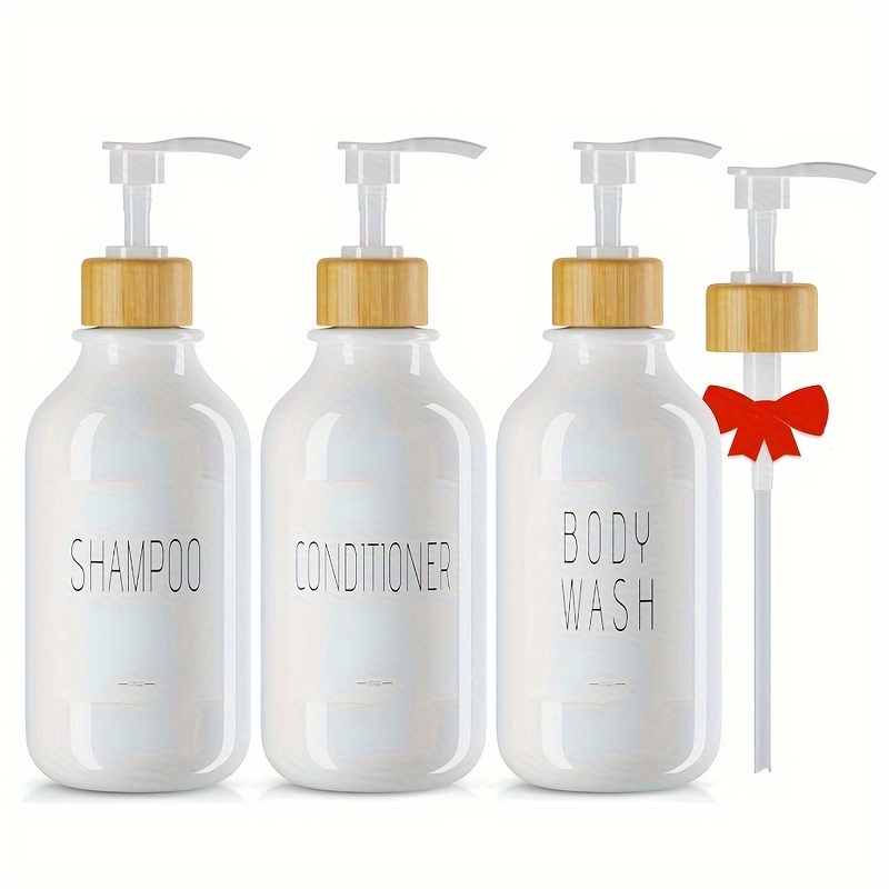

4pcs/set Shampoo And Conditioner Dispenser, 17oz Body Wash Shower Soap Dispenser For Bathroom, Refillable Shampoo And Conditioner Bottles With Pump, Plastic, White