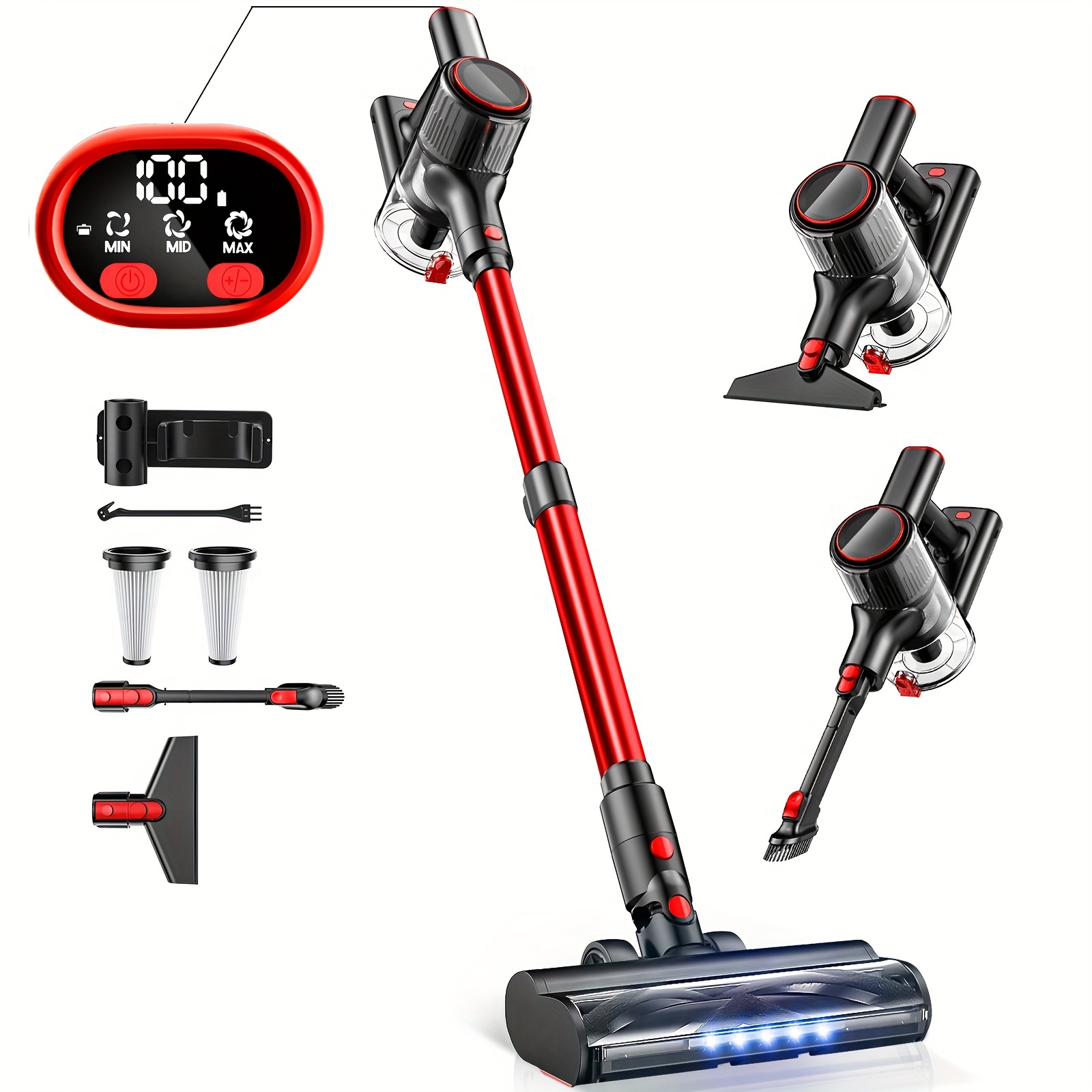 

1pc, Cordless Vacuum Cleaner, Powerful Suction Stick Vacuum With Led Display, 3 Suction Modes, Anti-tangle Lightweight Vacuum Cleaner For Home, Hardwood Floor, Carpets, Pet Hair