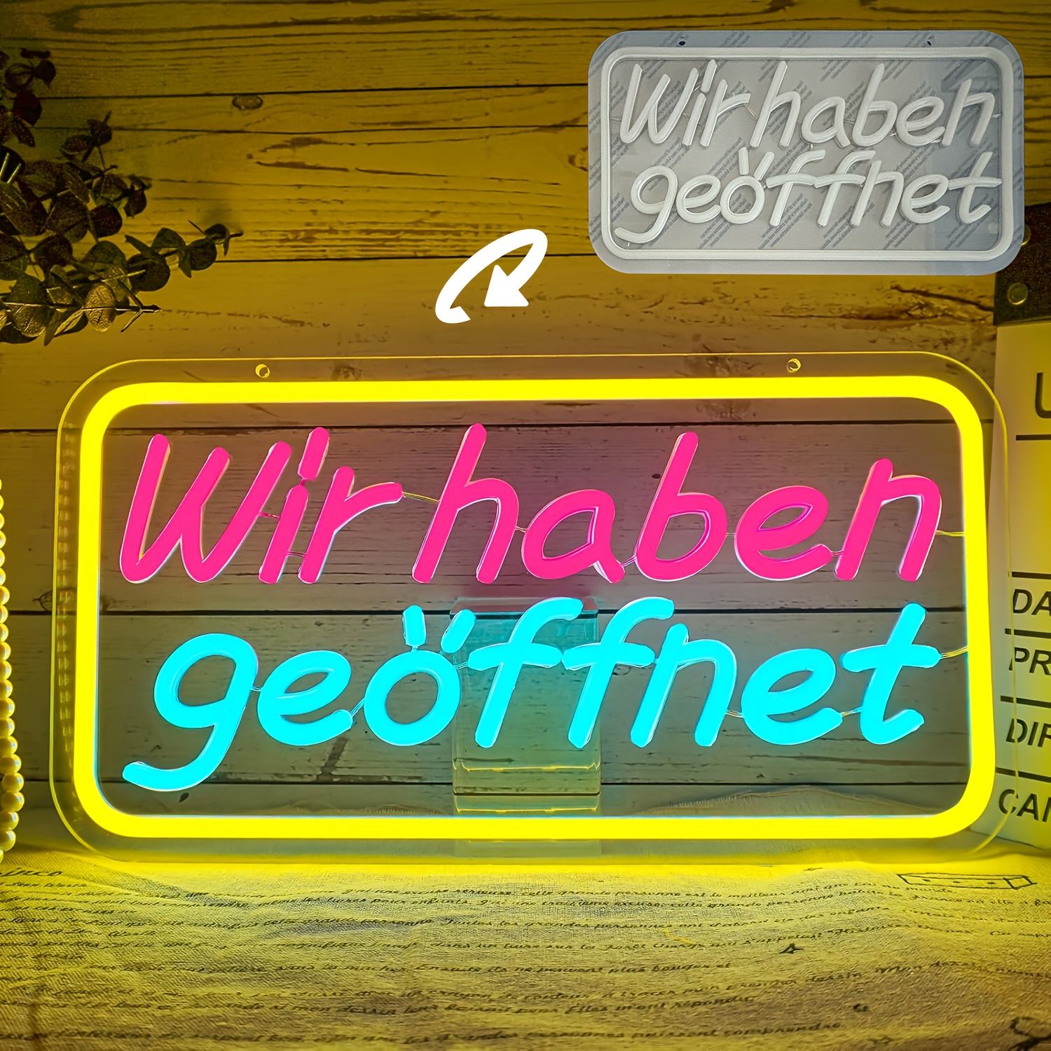 E-shop Neon-Schild „We Have “, LED-Lichtschild, Hängeschild, Türschild, USB-betrieben mit dimmbarem Schalter für Geschäfte, Cafés, Restaurants,