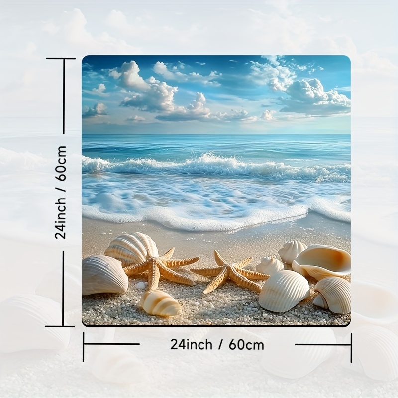 E-shop Staubschutzhülle für Waschmaschine, Geschirrtrockner-Matte, mit blauem Sand & Muscheln mit Seestern-Design, aus Polyester, geeignet für Wäsche