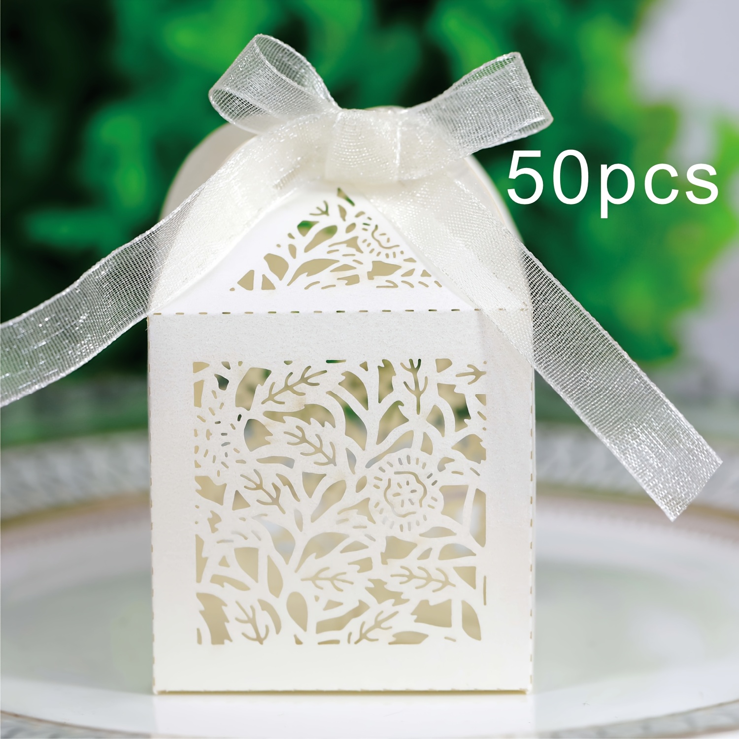 E-shop Geschenk für Sie/Ihn 50 Stück Hohle Blatt Süßigkeitenboxen Geschenkboxen Lasergeschnitten Hochzeits Süßigkeitenboxen für Hochzeitsgeschenke