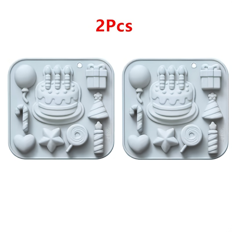 TEMU 2pcs Birthday Cake Silicone Molds Birthday Themed Baking Moulds For Chocolate, Ice Cube, Cake, Dessert, Candy, Tools