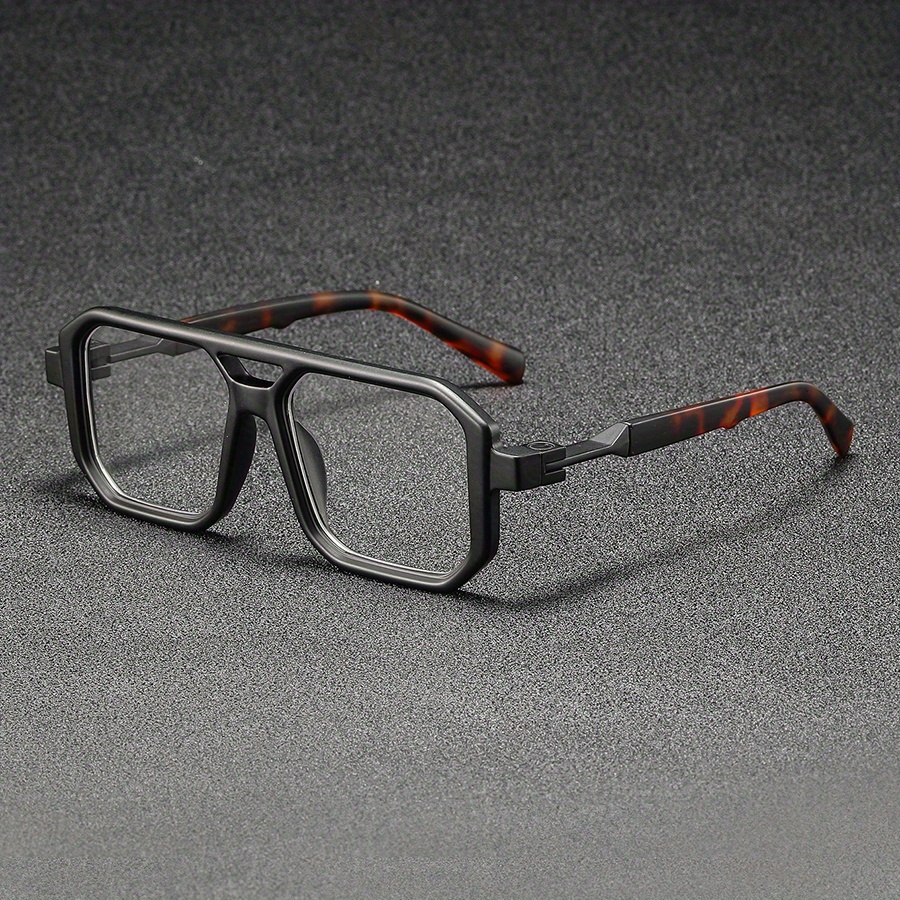 5pcs Men's Square Frame Double Beam Decorative Glasses Set