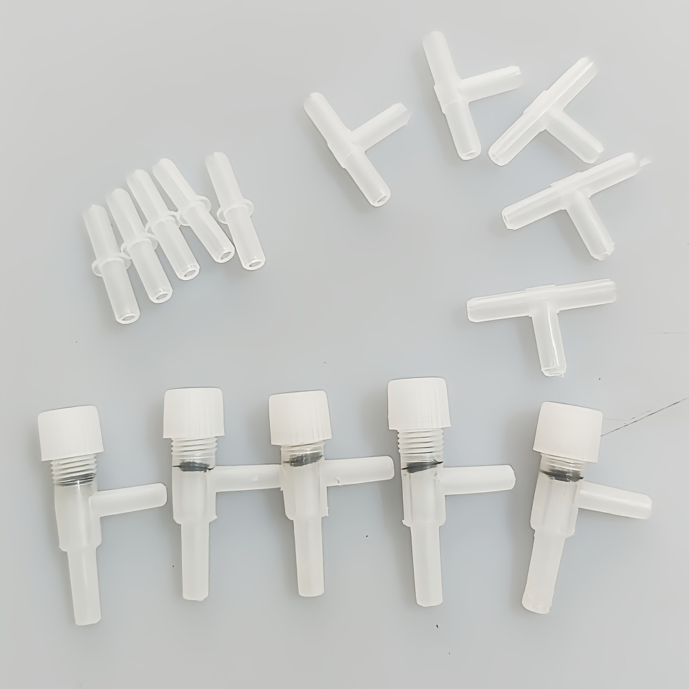 Image of Aquarium Air Pump Accessories Kit – Includes 5 Adjustable Air Valves, 5 T-connectors, And 5 Straight Connectors – Pvc Air Pump Parts For Fish – Suitable For Fish – No Battery Required