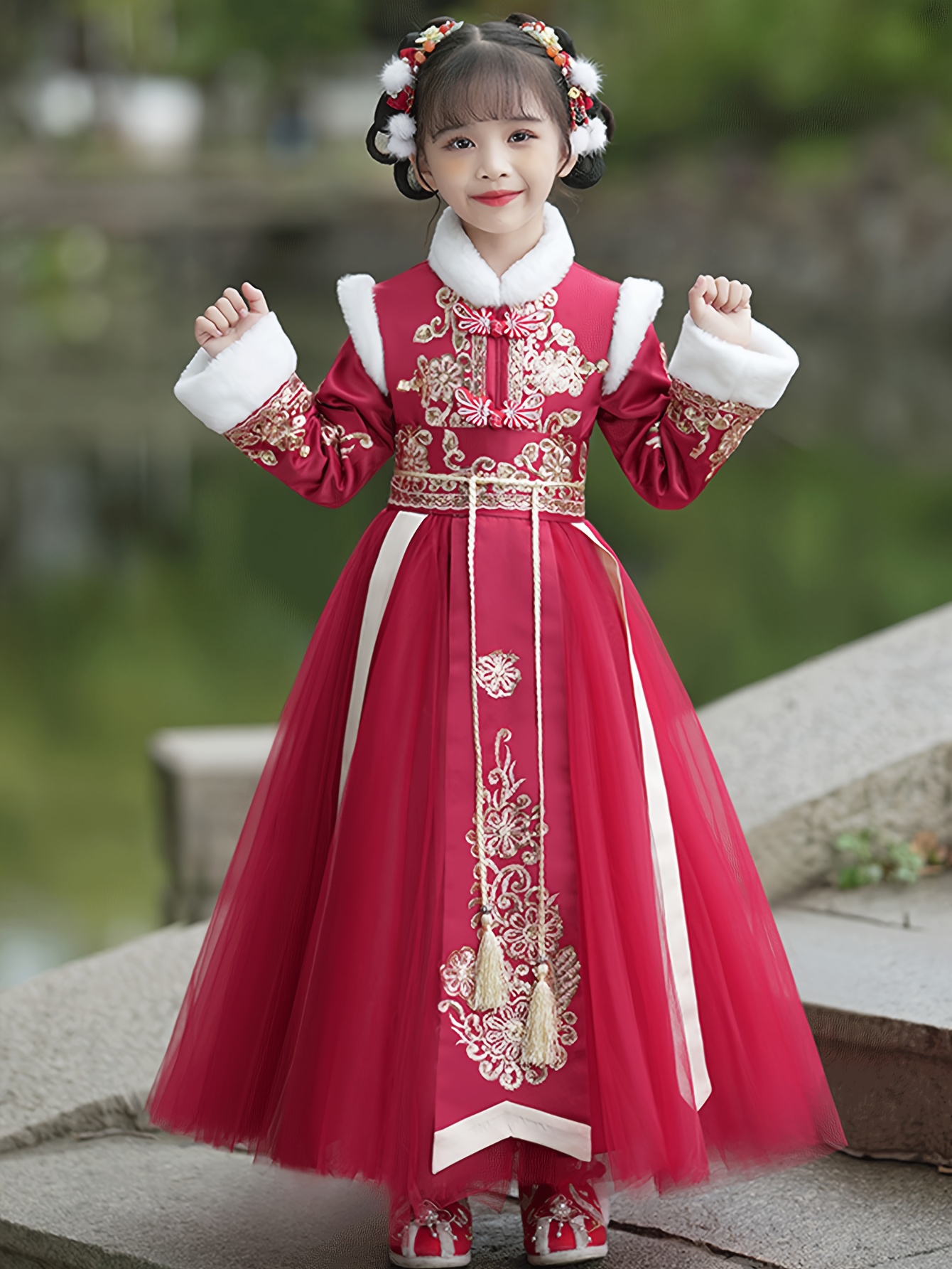 navy blue dress for baby girl Chinese Winter Wear Fashion Hanfu Dress Women main image 1