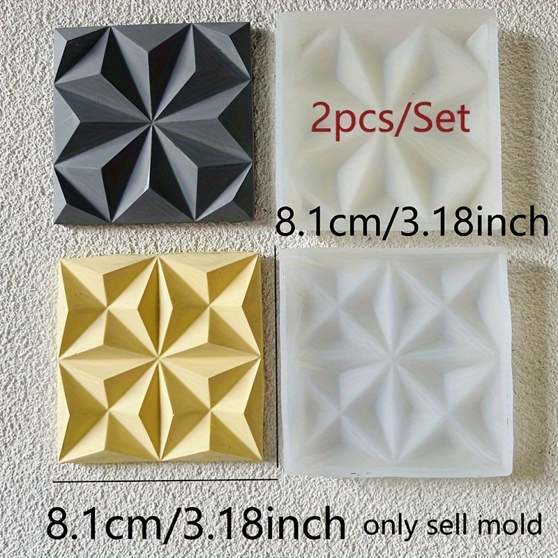 Resin Silicone Mold-2pcs Square Coaster Silicone Mould Diamond Backdrop Decoration Mould Plaster Resin Molds