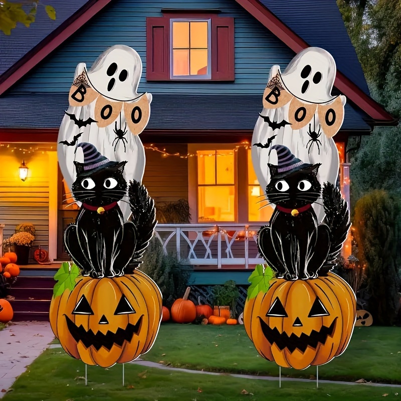 

3pcs Halloween Signs - Plastic And On , Installation, No Needed, For Decor, : , Battery-free , For Halloween