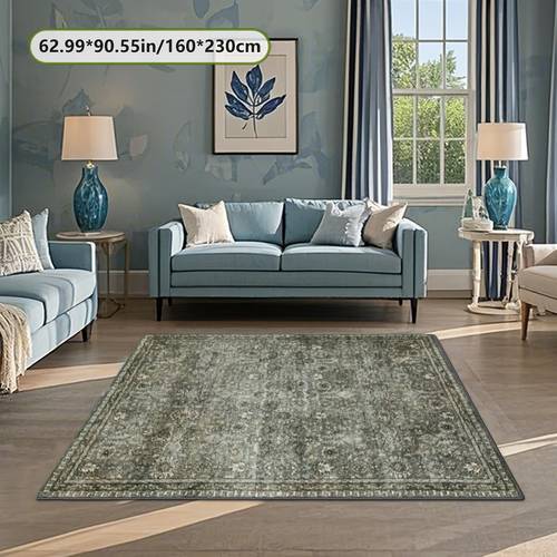 item picture 1pc luxury green greyed soft rectangular rug suitable for bedroom jumbo sizes only elegant neutral decor