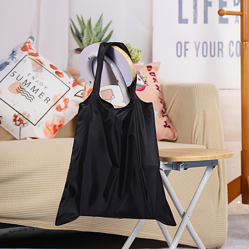 Solid Color Folding Shopping Bag, Can Print Logo Polyester Storage Handbag Bag