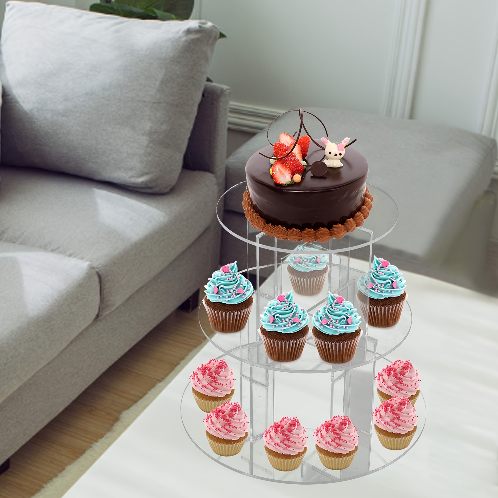 TEMU 5 Tier Acrylic Cupcake Stand | Clear Round Cake Tower For Party, Birthday, Wedding, Engagement, Christmas
