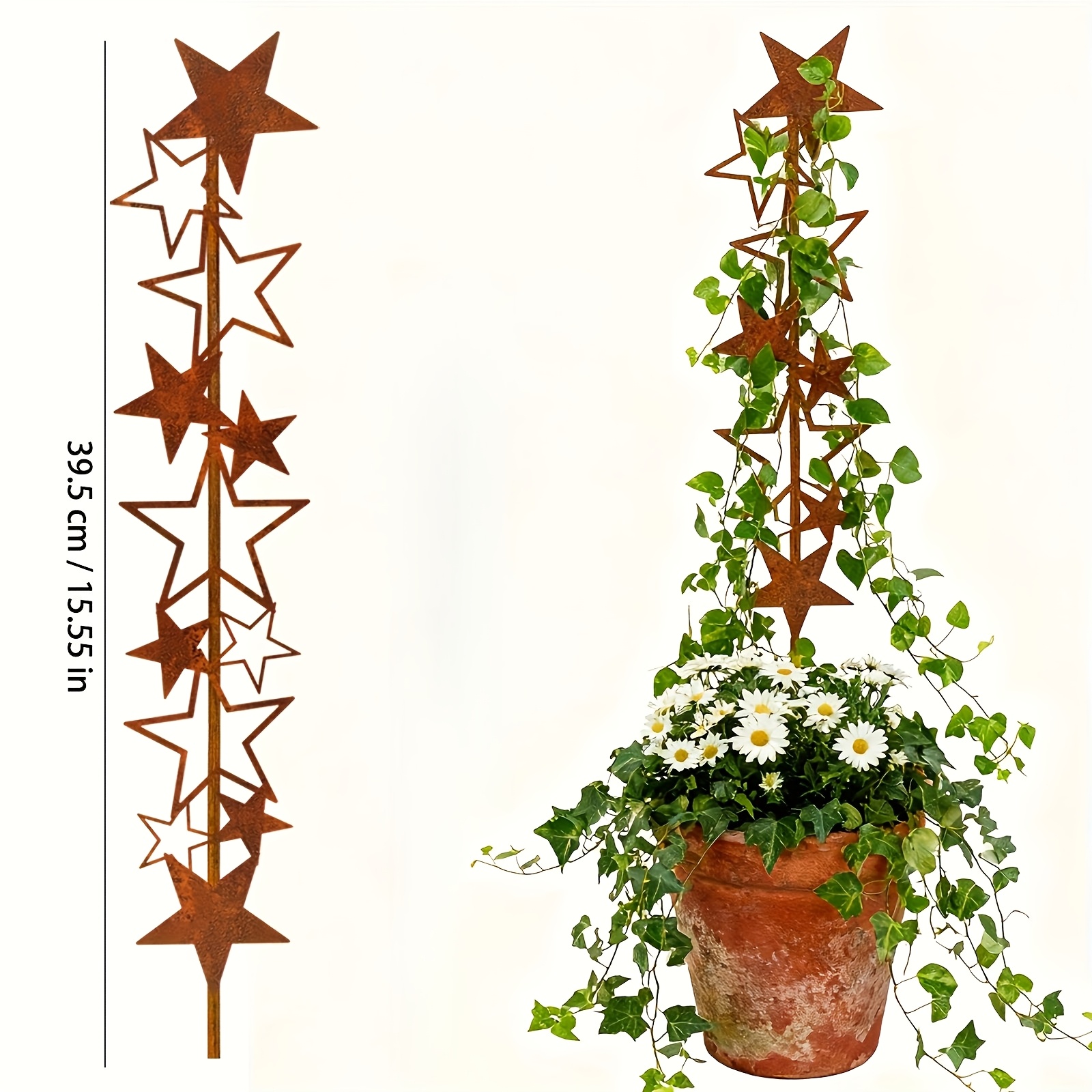 TEMU [2d Flat] Vintage Christmas Metal Stakes And Garden Decor Stakes, Metal Flower Pot And Outdoor Garden Christmas Decor Ground Stakes, Exquisite
