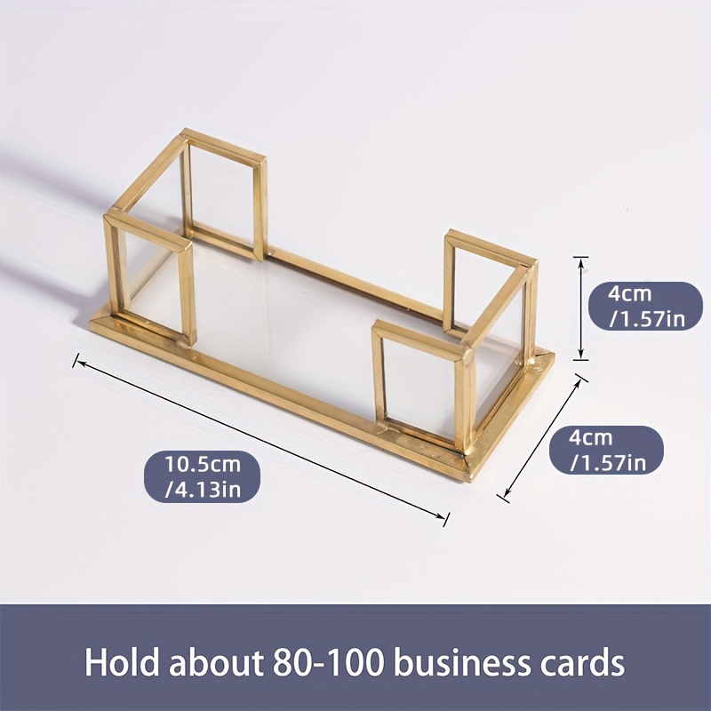 Image of Golden Glass Business Card Holder For Displaying Business Cards, Gift Card Organizer For Office Desktop, Suitable For Meetings And Exhibitions