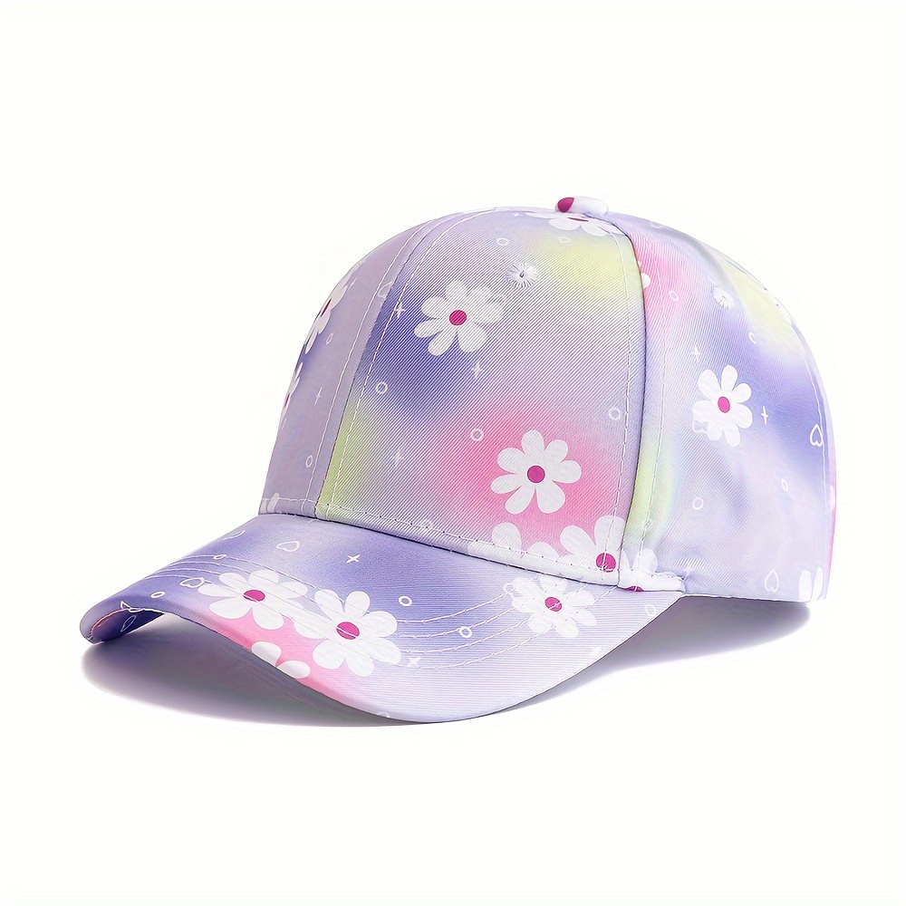 1pc Baseball Cap With Star Flower Print, Breathable Adjustable Closure, Suitable For Outdoor Play, Birthday Gifts,, - & Star For Daily Wear (hand Washable)