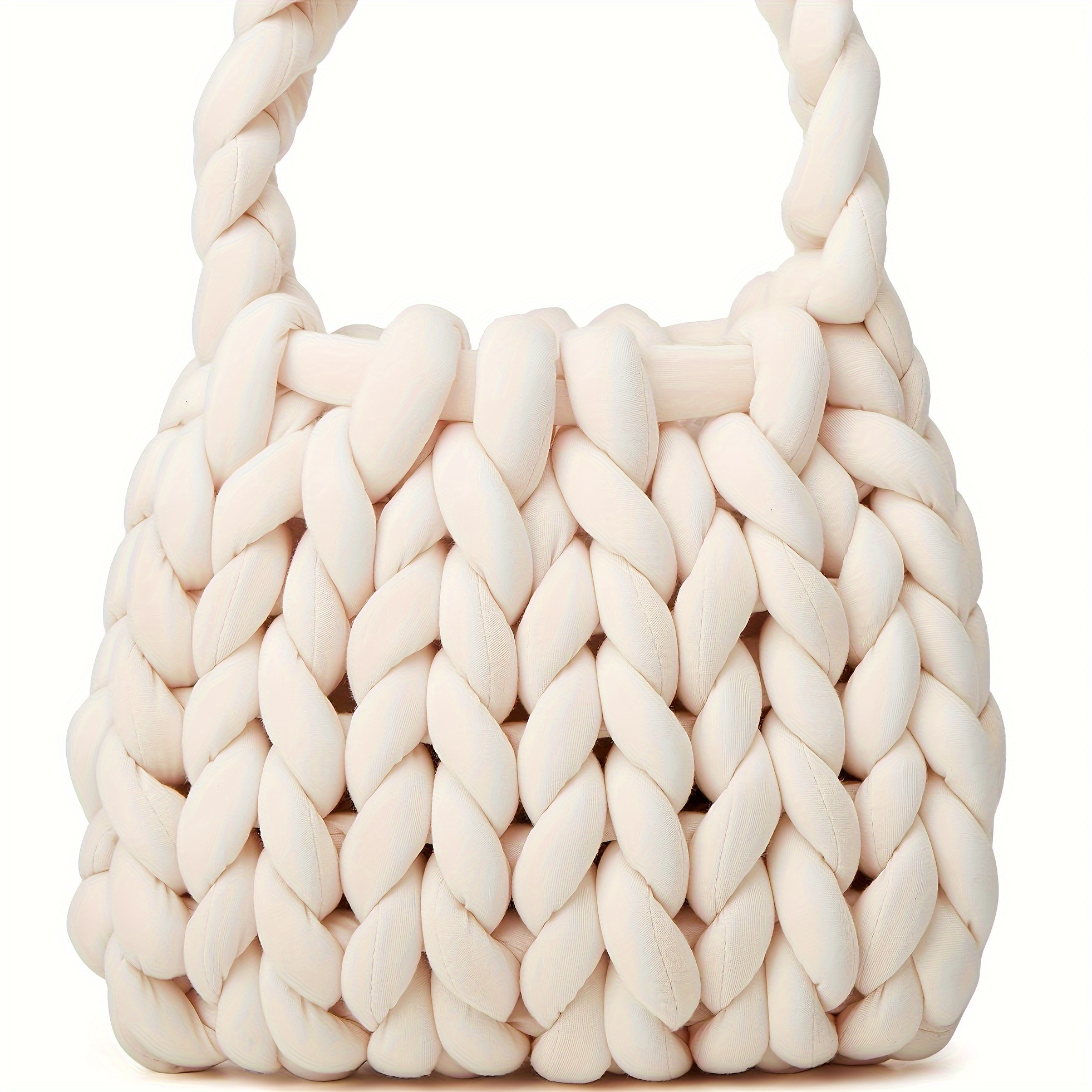 Image of Ultra-thick Knitted Yarn Rope Bag, Homemade Handheld Bag, Large Capacity Woven Bag, Autumn And Winter Atmosphere Handbag, Multiple Colors From