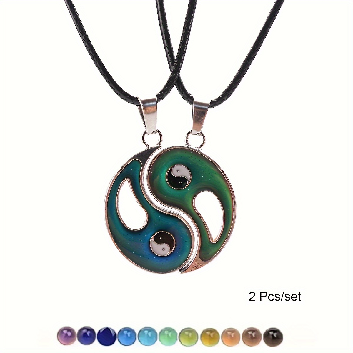elegant piece yin yang tai chi mood pendant necklaces Temu