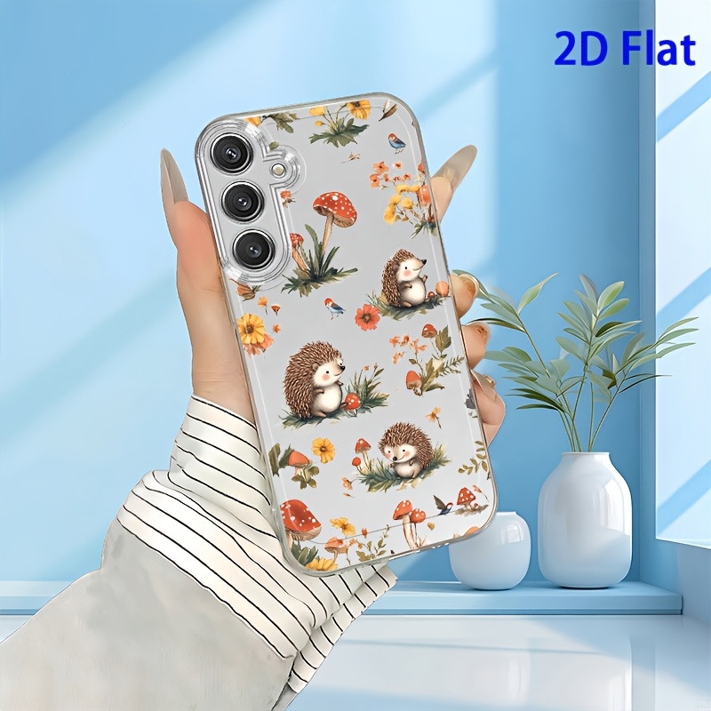 TEMU Phone Case - 2d Flat Pattern Mushroom Small Flower Hedgehog Phone Case For Galaxy A02 A03s A04 A05s A06 A13 A14 A15 A16 5g A21s A22 A23 A24 A25