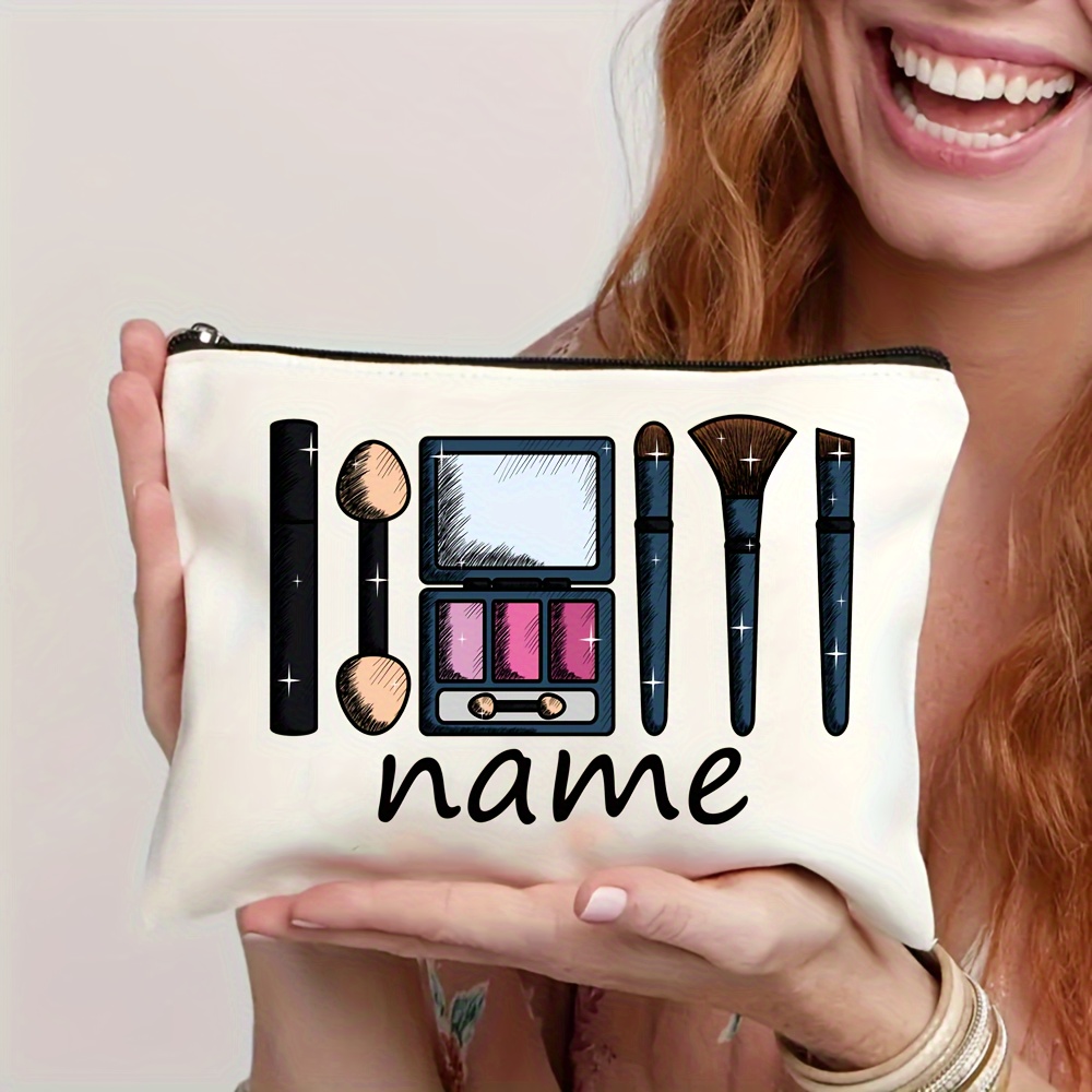 

Custom Makeup Bag, Personalized Cosmetic Pouch With Zipper, Travel Toiletry Organizer, Gift For Teachers And Lovers