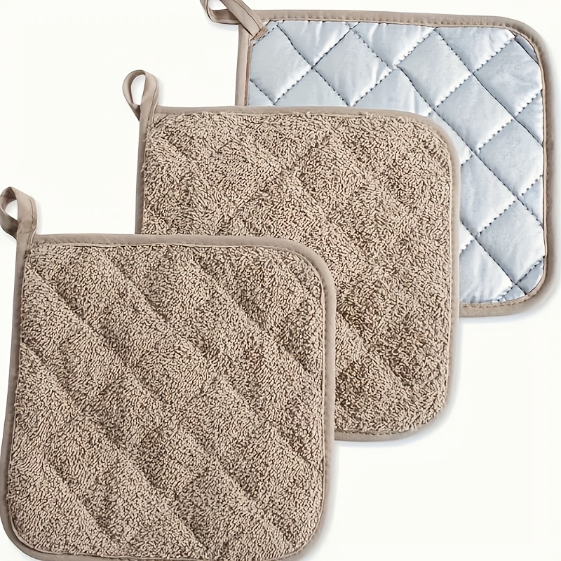 

3pcs Square Polyester Pot Holders, Non-slip Heat Resistant Pads, Woven Kitchen Hot Pads With Handles, For Cooking, Baking, Microwave , Spoon Rest, Bottle Mat, With Hand Wash Only, For And