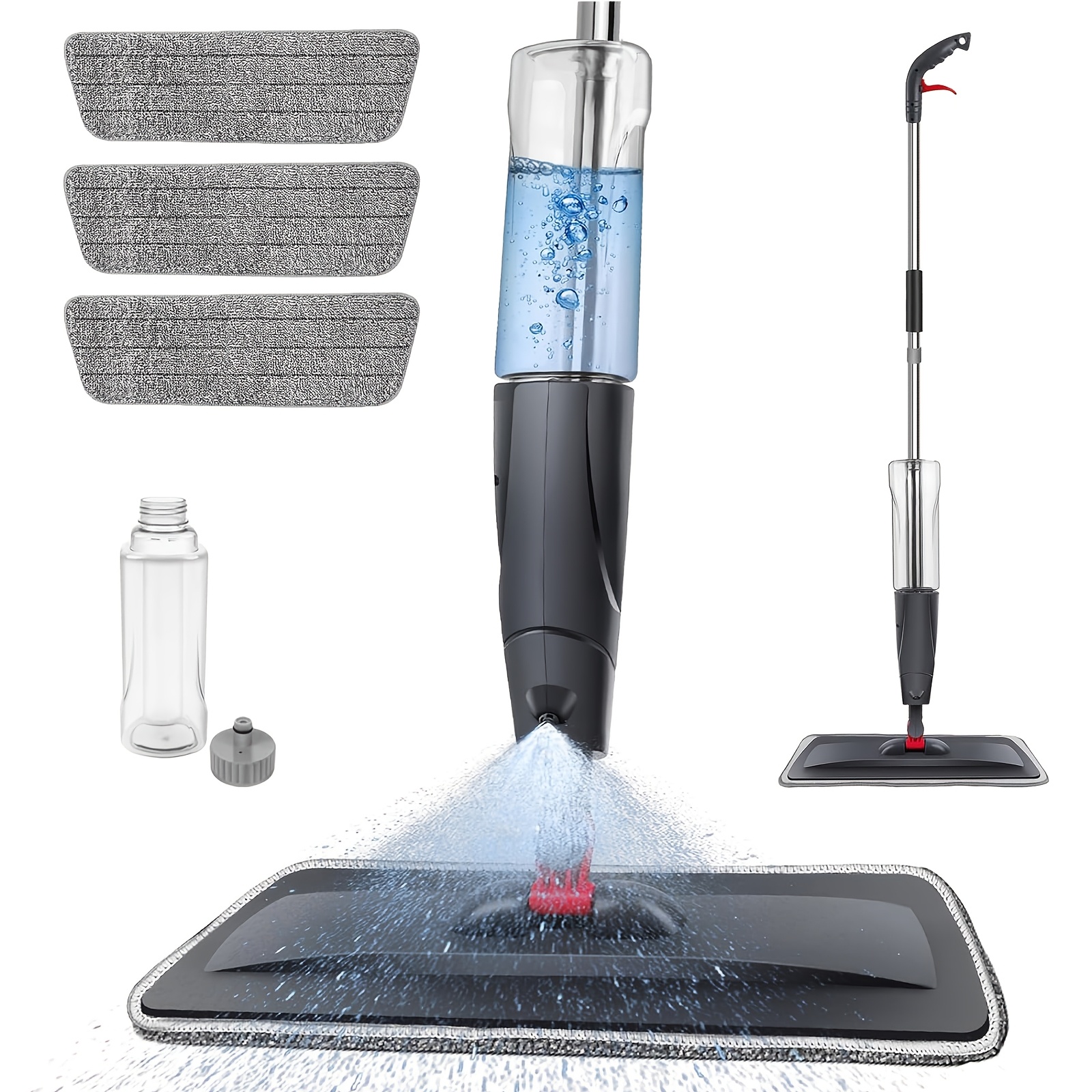 TEMU Floor Mop With Spray Function Spray Mop With 3 Mop Pads, 360 Degree Rotating Mop With 700ml Water Tank, For Hardwood, Marble, Laminate, Tiles