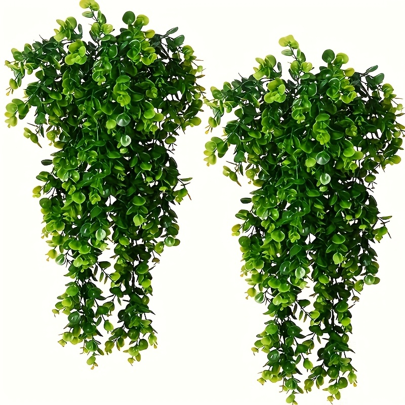 

2-pack Lifelike Artificial Eucalyptus - Plastic Hanging Plants For Indoor/outdoor Decor - Greenery In Pots For Home, Office, Shelves Decoration