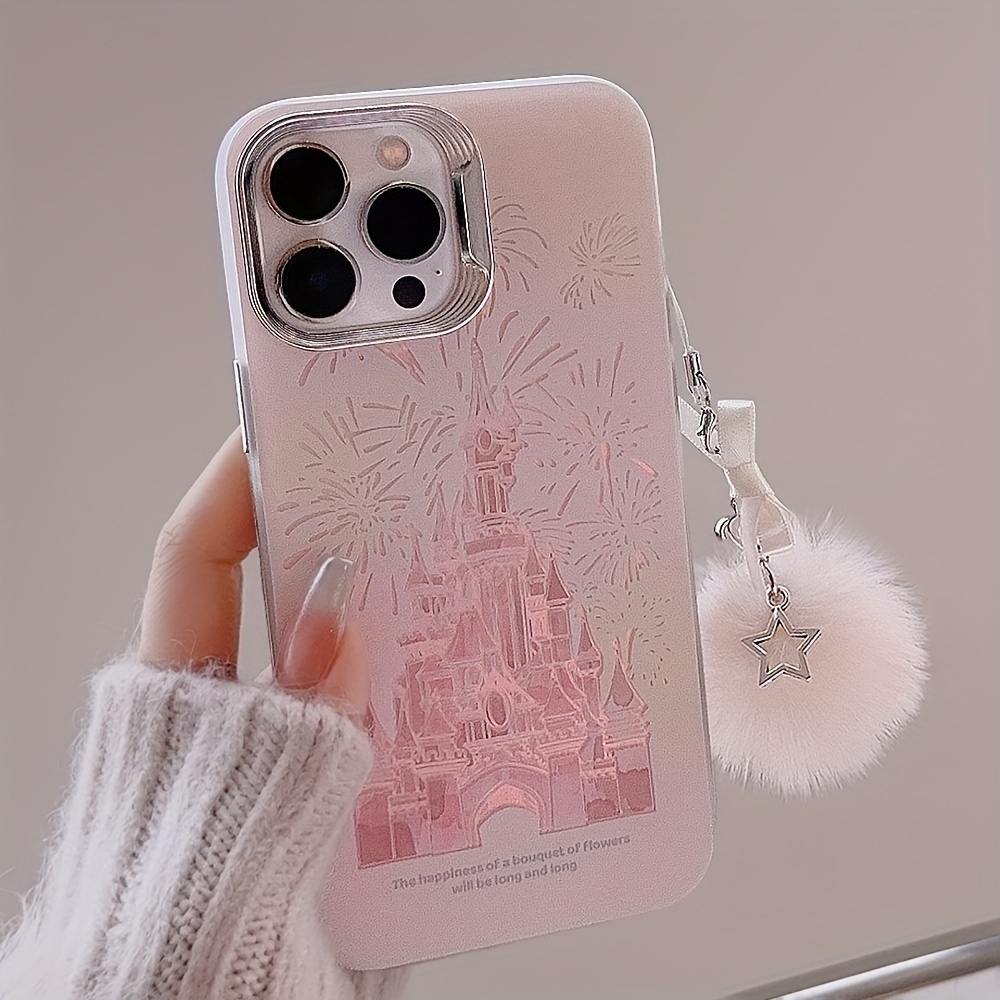 

Pink Castle, Fireworks, High-end Model With Bow Hook, Suitable For Iphone16 Models