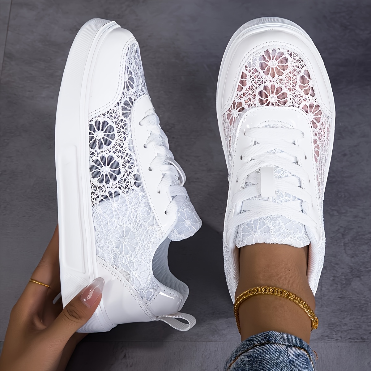 E-shop Damen Leichte Sneaker - Rutschfeste, Gepolsterte MD-Sohle, Atmungsaktives Obermaterial - Ganzjahres-Schuhe für Fitness, Laufen, Gehen -