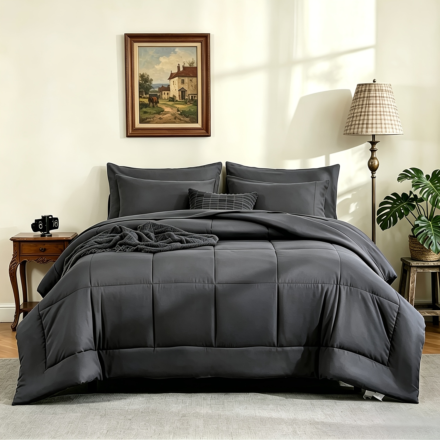 TEMU Luxury 5/7pcs Bed In A Bag Comforter Set - Hotel-style Duvet With Sheets And Pillowcases, Hypoallergenic Down Alternative, Lightweight And